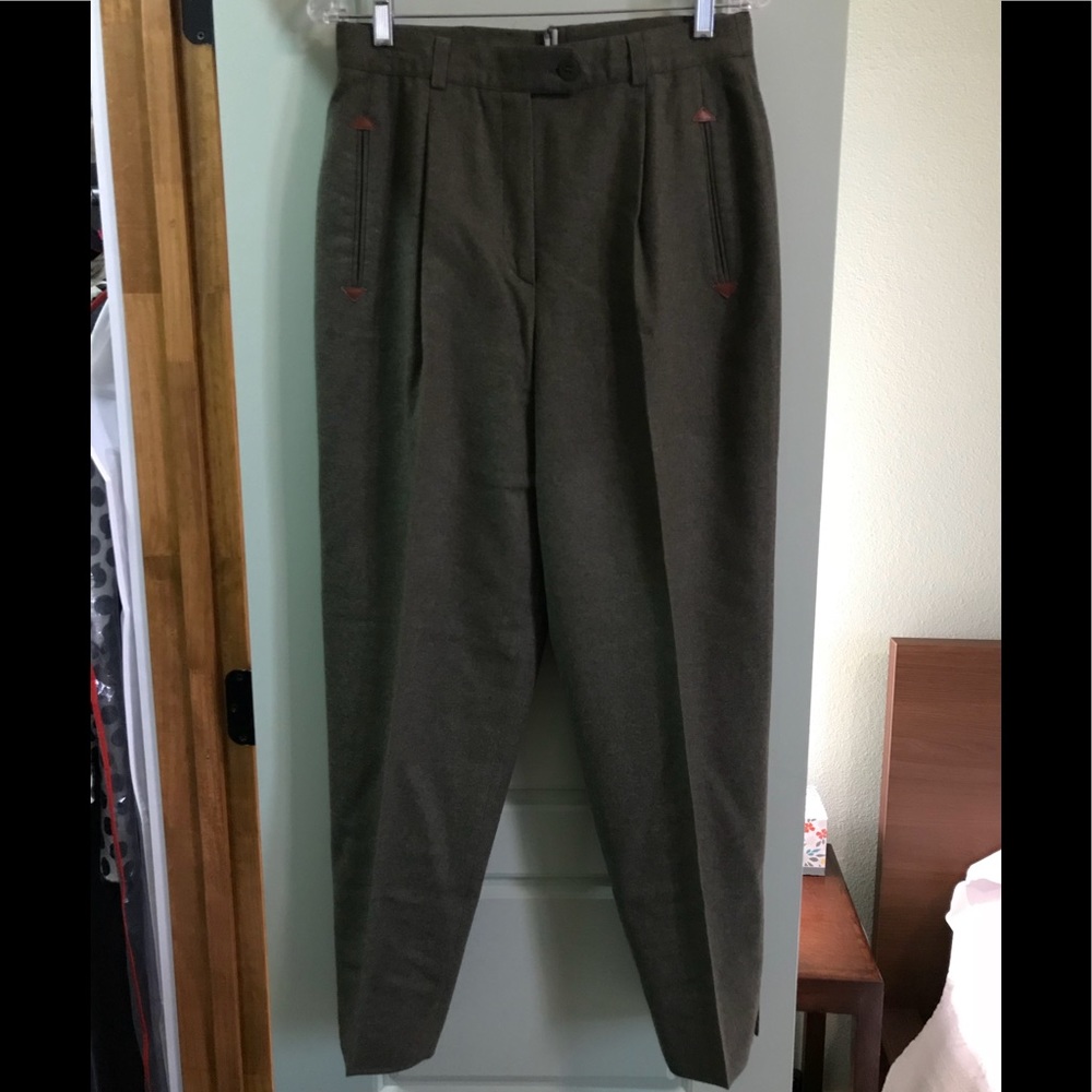 FINAL German Brand Jobis Green Wool Pleated Pants